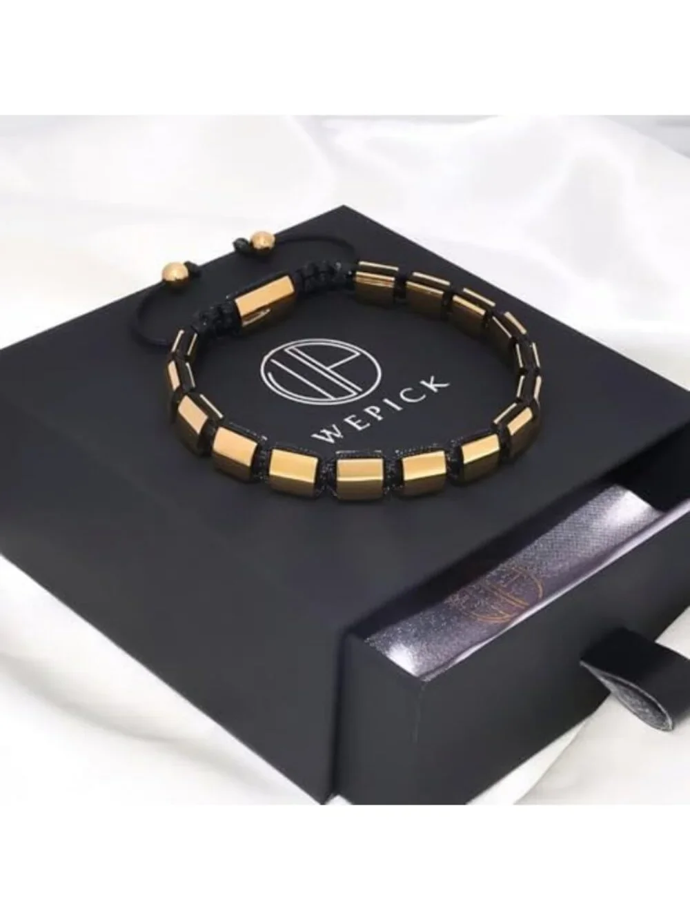 Men's Adjustable 18K Gold Plated Chain Link Bracelet with Beads - Stylish